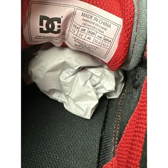 Mens Size 12 DC Tonik Black/Grey Red Leather & Cloth Top Skateboarding S… - Picture 14 of 17